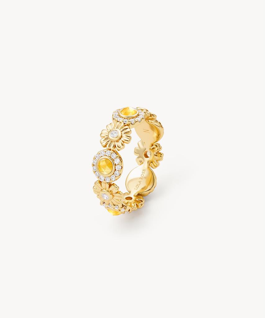 Lola Rose Daisy Citrine Women'S Flower Layered Ring