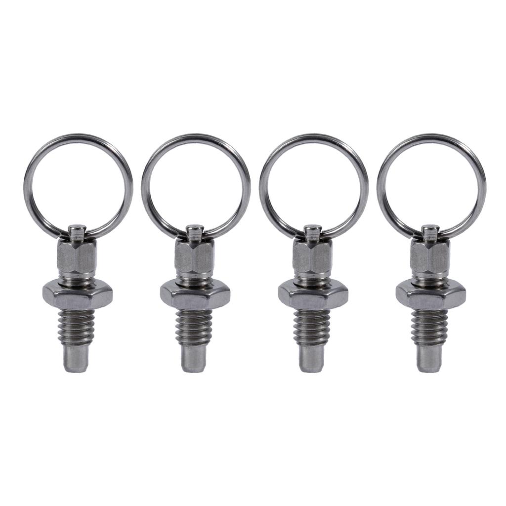 4 шт. Плунжер с ручкой без фиксации, Стопорный штифт из нержавеющей стали, Пружинный плунжер с ручным втягиванием и кольцом для вытягивания, Прочный