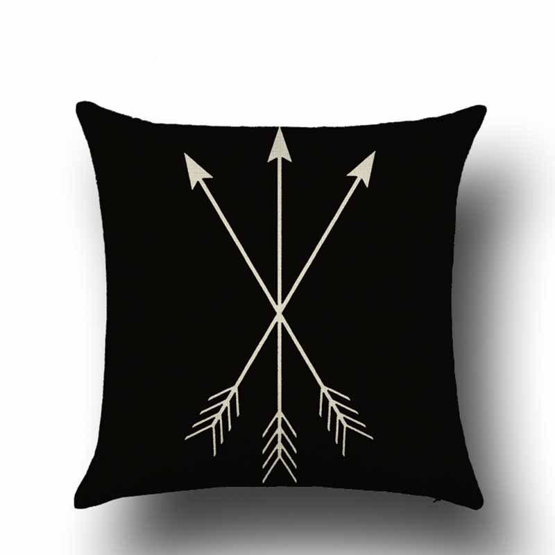 Скандинавская черно-белая геометрическая наволочка из льна, современная, в новоамериканском стиле, с абстрактным узором из треугольников, диванная подушка