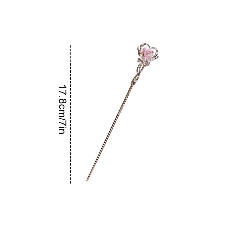 1pc Headdress Exquisite Hairpin Fashion Alloy Cute Hollow Heart Magic Wand Hair Sticks