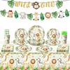 Forest Animal Themed Party Supplies Birthday Decorations Arrangement Props Paper Plates Paper Cups Paper Tissue Banners Tablecloths