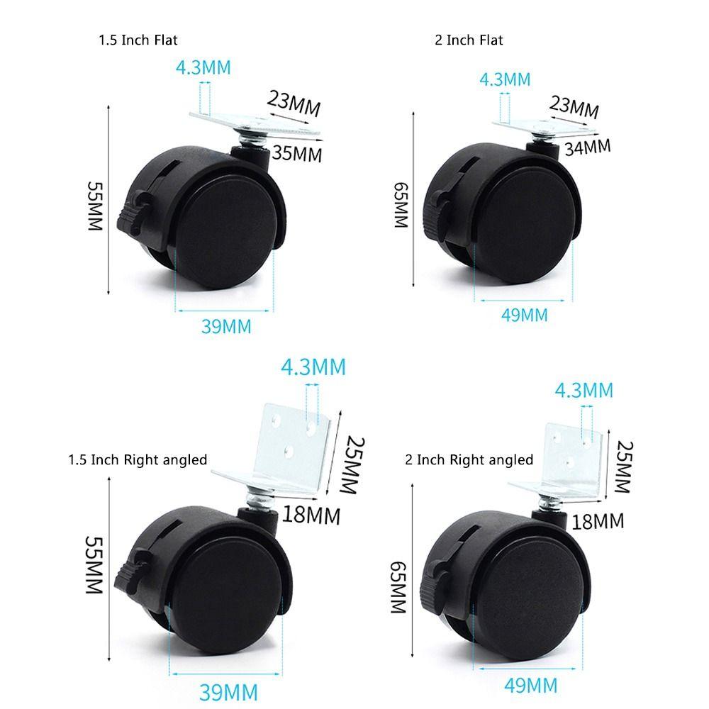 Черная тележка с роликами, пластиковое колесо для багажа, прочный мебельный шкив, офисный компьютерный стул