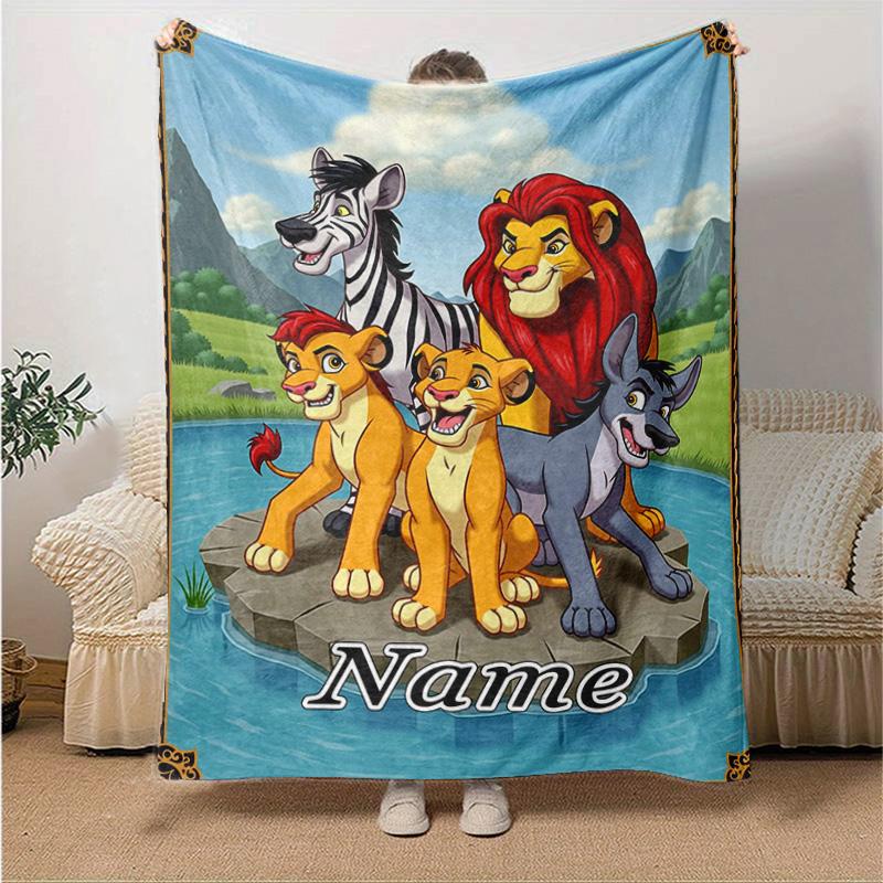 Custom 1pc Lion Adventure Blanket, Soft And Comfortable Blanket, Casual Warm, Camping Travel Blanket, Good Birthday Gift Q29086