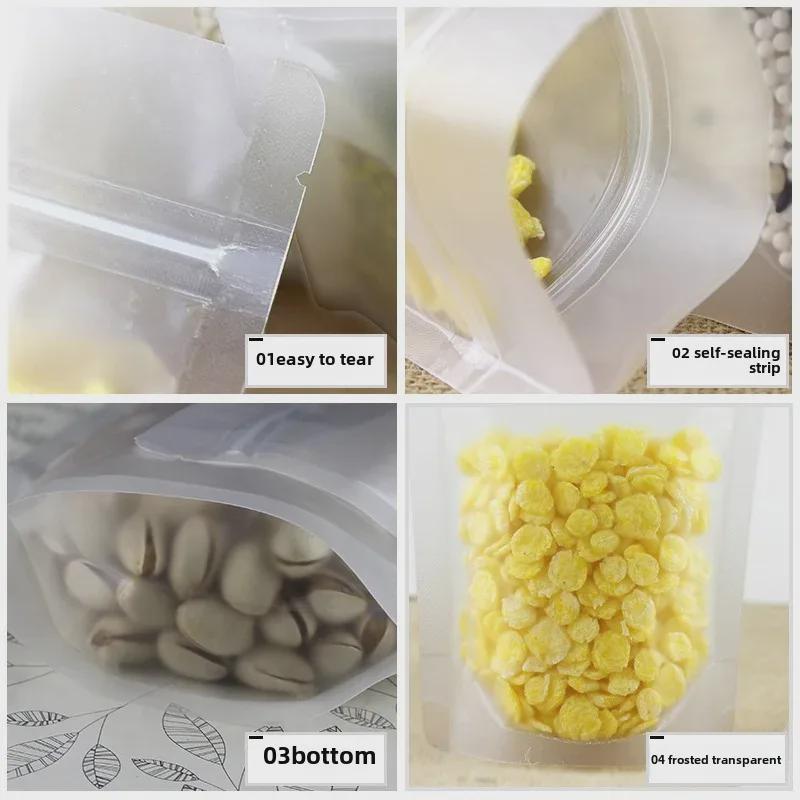 Плотный прозрачный матовый пакет с застежкой-молнией для упаковки сухофруктов и чая