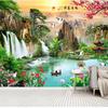 3D Mural Wallpaper Chinese Waterfall Sunrise Beautiful Scenery Photo Wall Painting Living Room Study Tourist Scenic Spot Background Wall Decor Fresco
