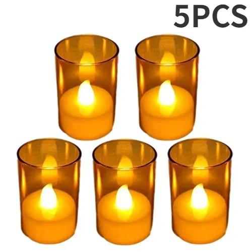10/1 шт. Светодиодная акриловая чашка-свеча Электронная беспламенная свеча теплого света с батарейкой Свадьба День рождения Вечеринка Домашний декор Огни