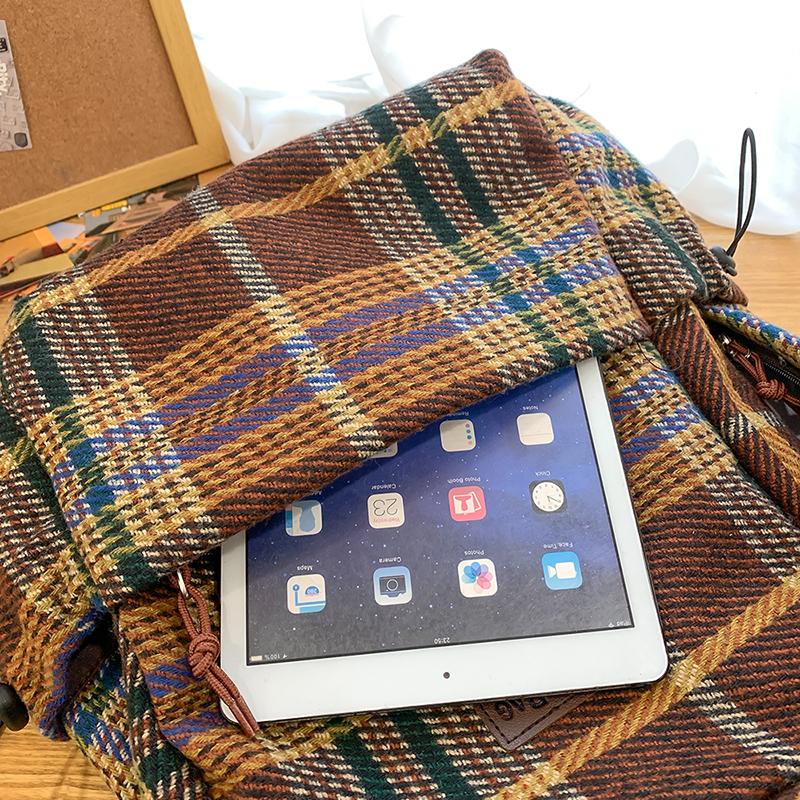 Винтажный клетчатый школьный рюкзак для женщин