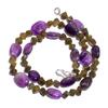 Natural Amethyst Labradorite Gemstone Smooth Beads Necklace 17" UB-4991 UB-4991