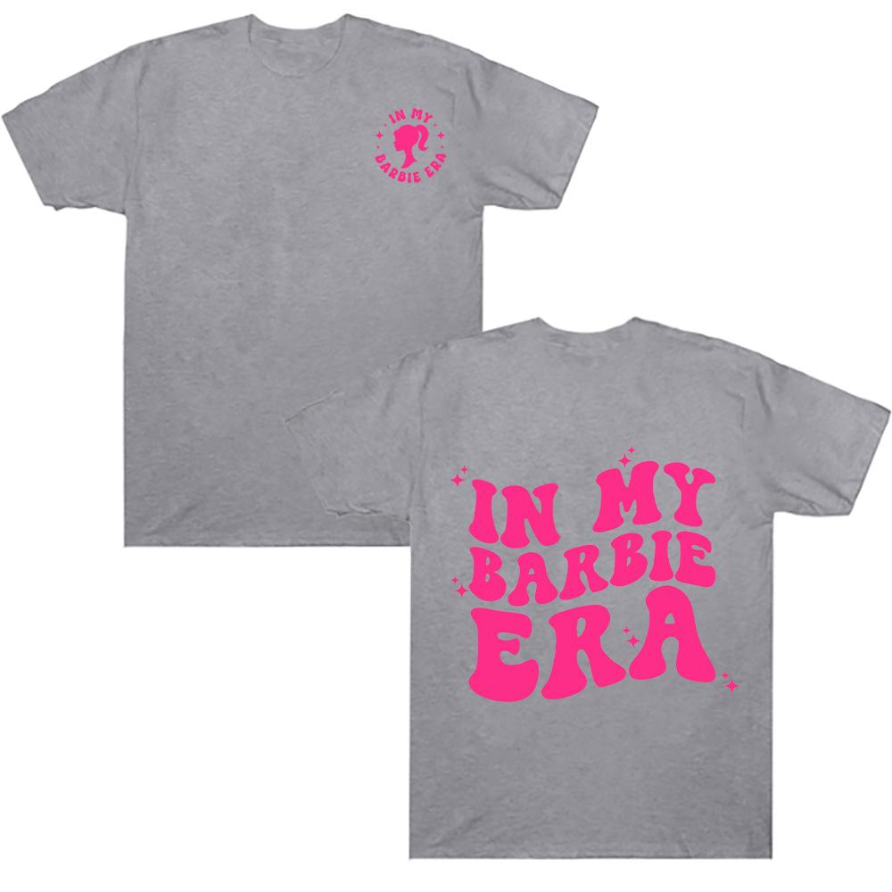 Хлопковые футболки Барби с принтом 'Моя эра Барби', милые летние топы с коротким рукавом для девочек, модный женский подарок