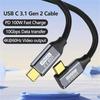 Удлинительный кабель USB C под углом 90 градусов, передача питания 100 Вт, передача данных 10 Гбит/с, USB 3.1 Gen 2, плетеный кабель «папа-мама»