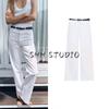 Summer New Women Clothes Minimalist Style Five Pocket Decoration White Cotton High Waist Straight Jeans 1889151
