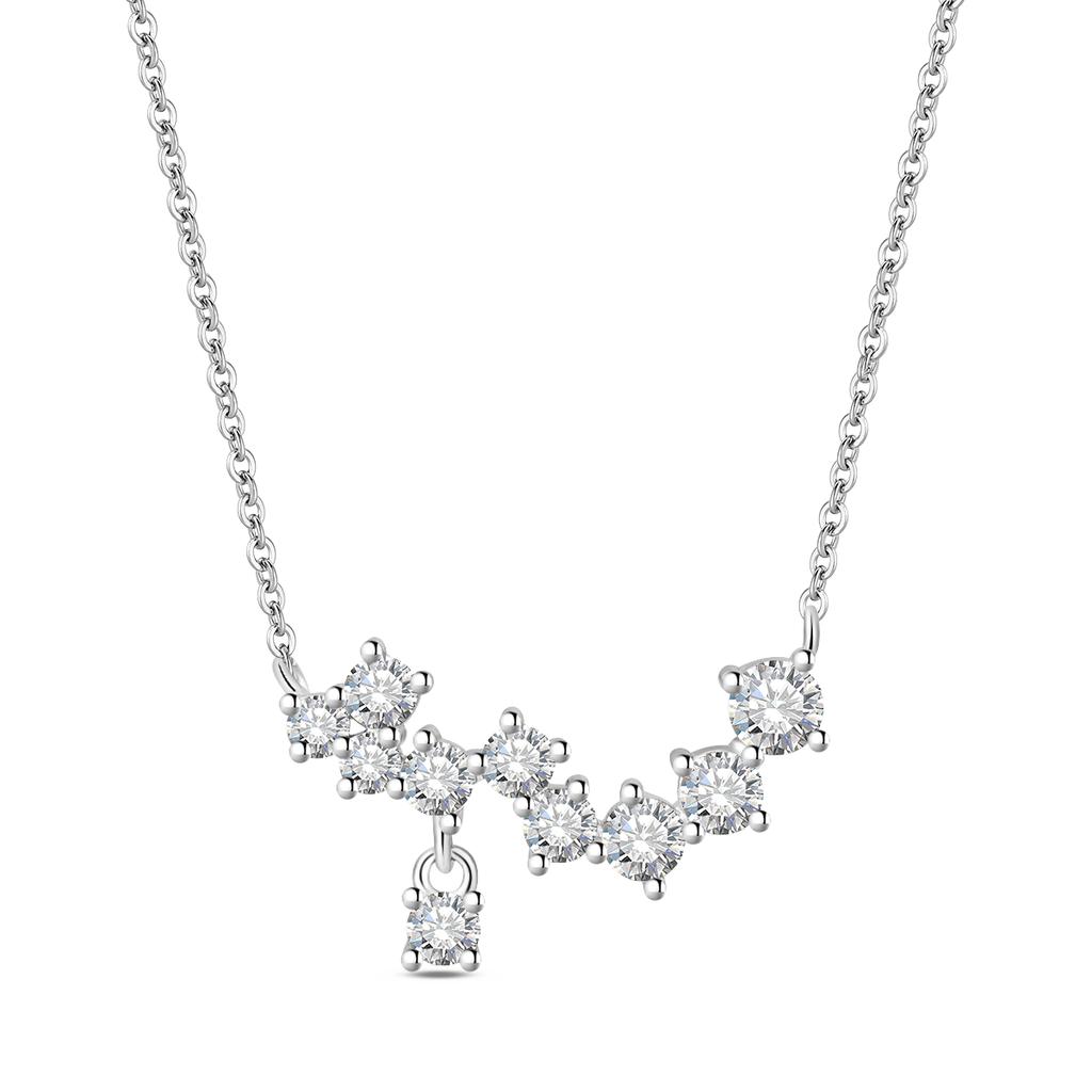 New Original 925 Silver Four-Leaf Clover Butterfly Star Moon Heart Key Necklace fit Women Jewelry Valentine's Day Gift