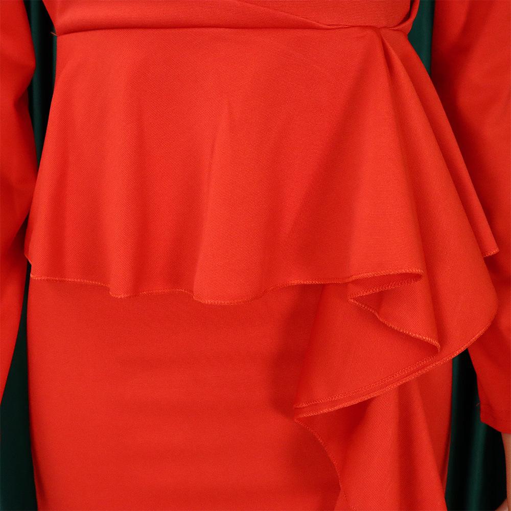 YYFS Women's Fashion Spring Fall Solid Color Print Long Sleeve O-Neck High Waist Casual Dresses