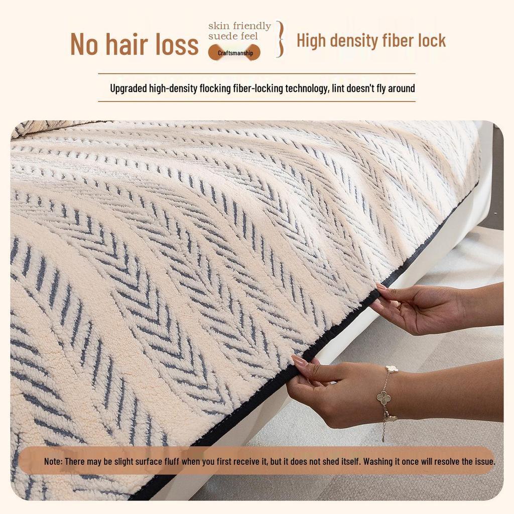 Плюшевая подушка для дивана: Новый стиль Осень/Зима 2025, Нескользящий чехол из кожи и ткани для четырех сезонов, Легкая роскошь, Высококачественный комплект одеял