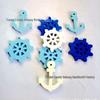 100-Piece Eye Pendant Blue Ship Wheel Anchor Button Wooden Craft Decorations