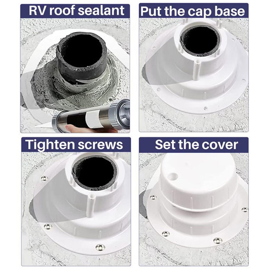 RV Plumbing Vent Cap Kit Duct Vent Cover with Screws for  Camper Trailer Motorhome, White
