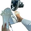 Europe, America 2021 summer new one-word drag pearl fashion sandals flat large size shoes light casual versatile