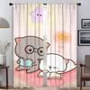 Peach Mochi Cat Kitchen Curtains 2 Pieces Blackout Curtain for Room 2 Panel Shades Tulle for Bedroom Home Interior Curtains