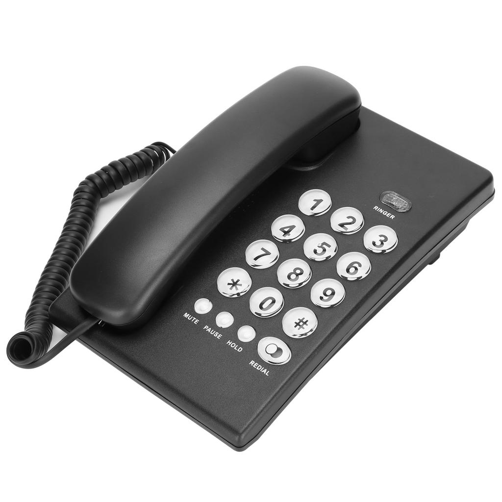 KXT504 Single Wired Corded Telephone Multifunction Style Desktop Phone with Big Buttons for Home Office Hotel(Black )