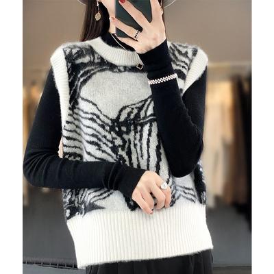 Жилет женский осенне-зимний без рукавов, вязаный свитер-жилет оверсайз, утолщенный, свободный пуловер, повседневный жилет с V-образным вырезом