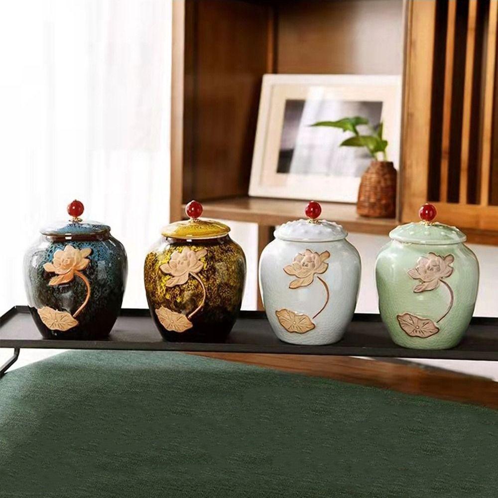 Vintage Coffee Canisters Ceramic Sealed Pot Retro Tea Jar Kitchen Pantry Holder