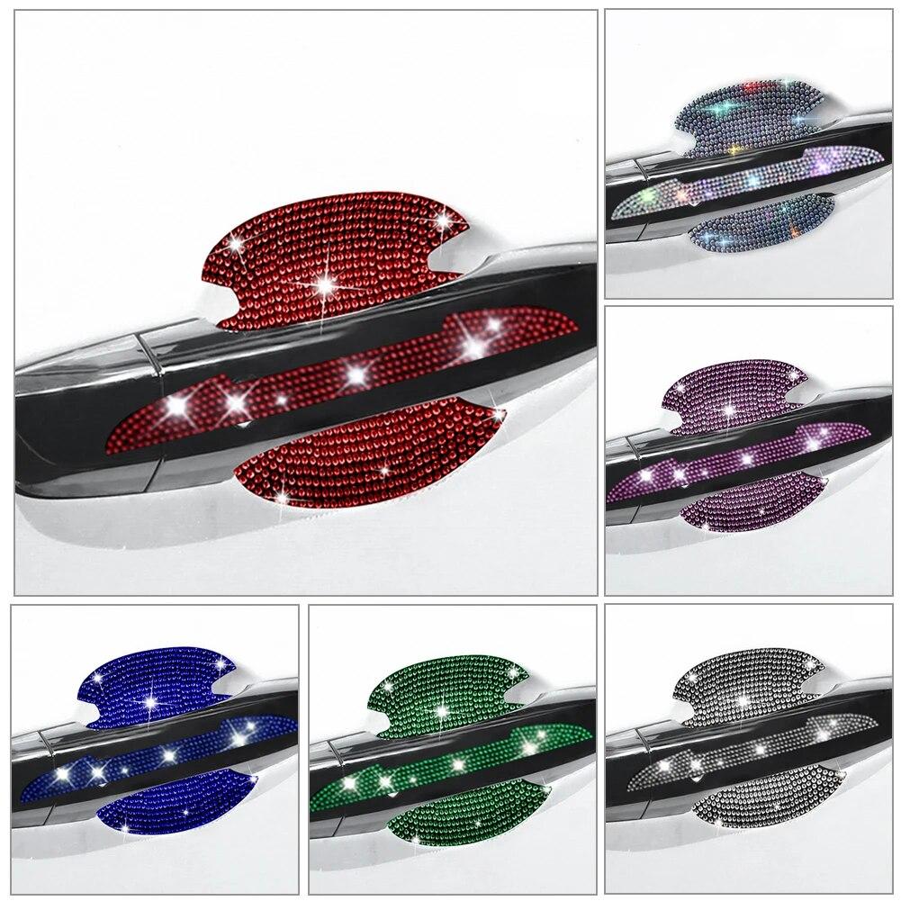 8 шт. универсальная наклейка на дверную ручку автомобиля, наклейка с предупреждением, алмазная авто полоса, безопасность вождения, блестящие автомобильные аксессуары для девочек, оптовая продажа