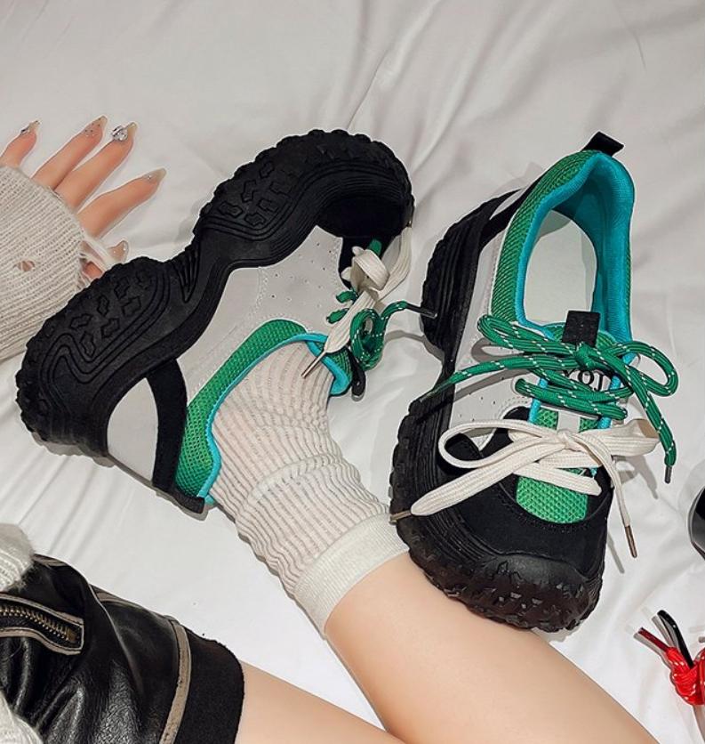 Fashion 2024 Autumn Fashion Platform 5CM Sneakers Women Casual Height Increasing Thick Bottom Shoes Leather Woman Chunky Sneakers Creepe