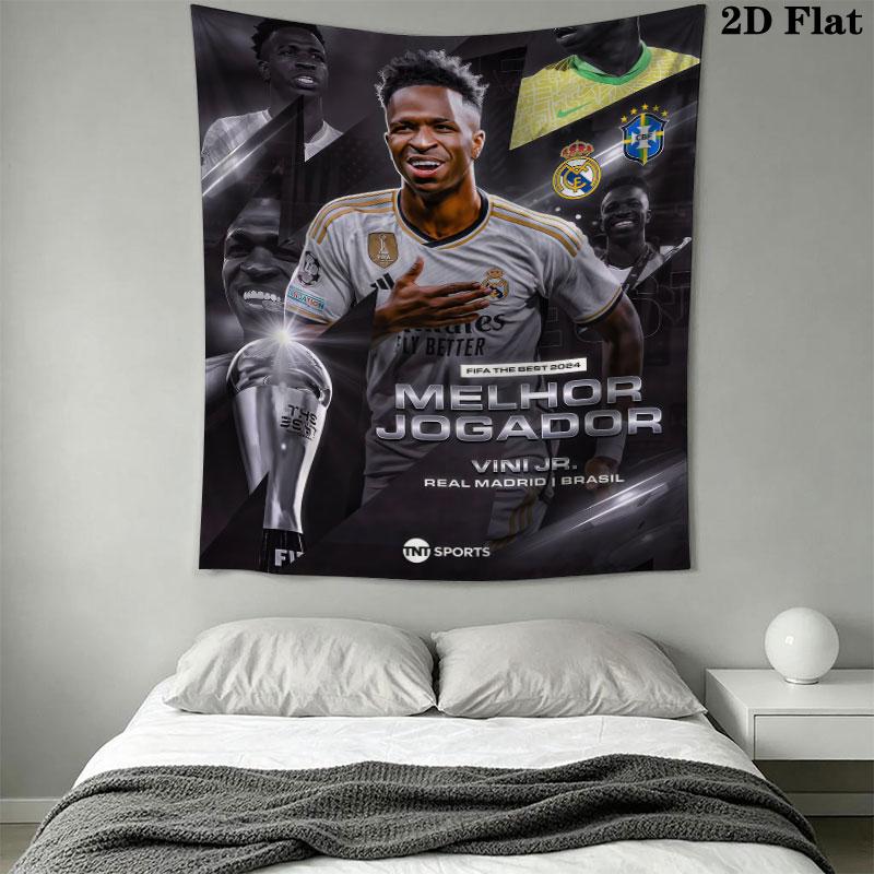 Vinicius Jr. Icon Wall Hanging Printed Fabric Blanket Decorative Tapestries for Bedroom Living Room Home Decor