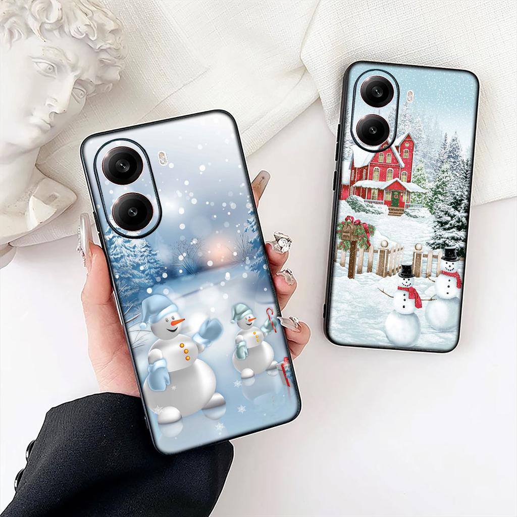 Snowman Merry Christmas Snow Tree Deer Gift Cover for Apple iPhone 16 17 Air 14 15 Pro Max Plus 16+ 16E 14+ ProMax Case
