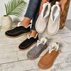 Winter New Women's Warm Cotton Shoes Large Women's Flat Bottom Solid Color with Thick Velvet for Warmth