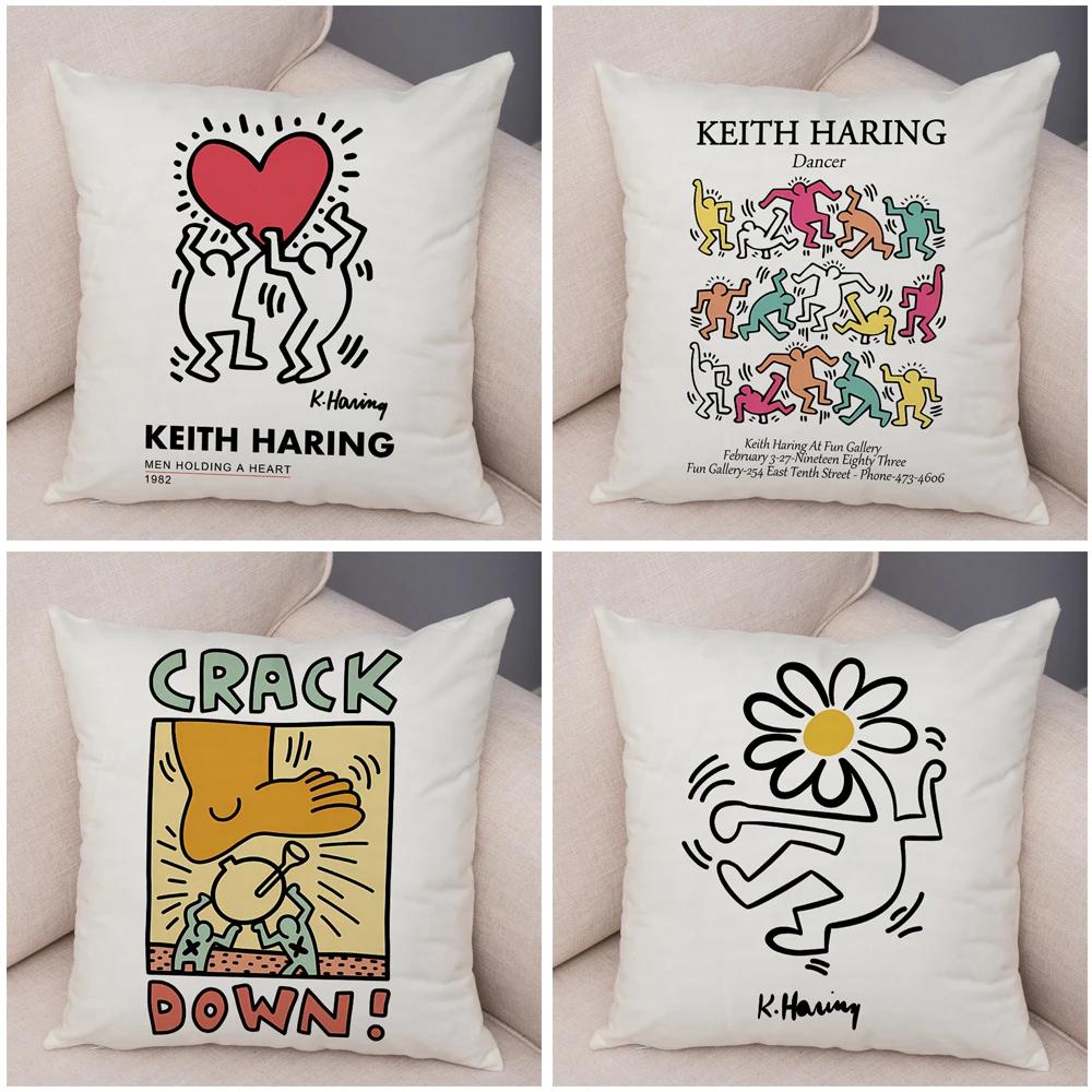 Nordic Style Plush Throw Pillow Case Abstract Keith Artwork Cushion Cover for Sofa Home Car Decor Geometric Art Print Pillowcase
