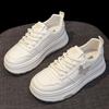 Summer Breathable Thin Shoes Women's Leather Little White Shoes Spring and Autumn New Thick-soled Heightening Casual Sports Shoes