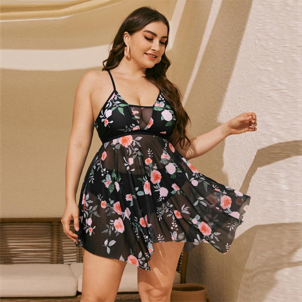 Новый купальник больших размеров с принтом, женский купальник с высокой талией, женский купальный костюм из двух предметов, танкини, купальники, пляжная одежда