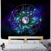 Psychedelic Compass Tapestry Wall Hanging 12 Constellations Printing Bohemian Hippie Witchcraft TAPIZ Home Decor