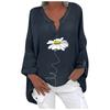 Women's Imitation Cotton Print Casual V-Neck Large Size Print Shirt Tops