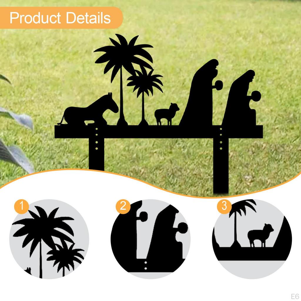 Nativity Scene Silhouette Yard Sign Decor Garden for Walkway