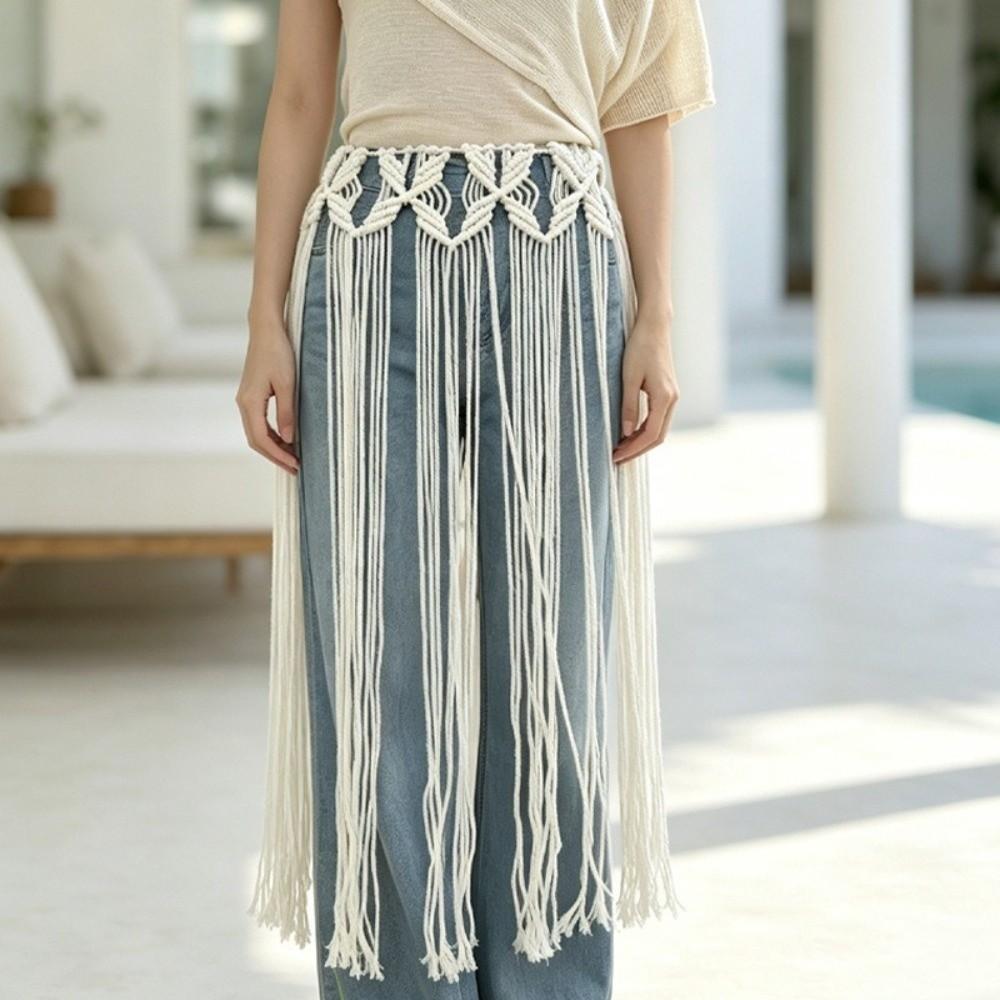 Bohemian Netted Fringe Waistband Decorative Tassel Fringed Waist Belt Women's Waist Accessory
