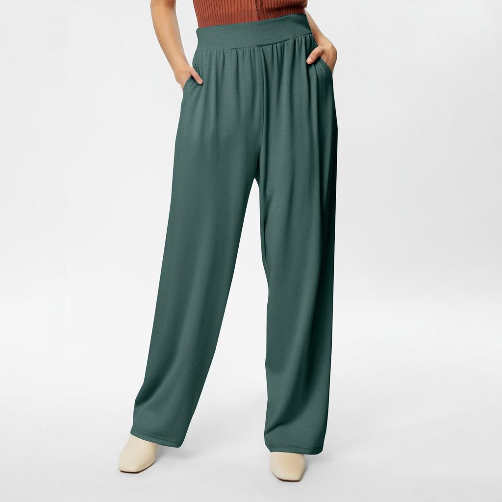 Women's Casual Drawstring Elastic Waist Pants Comfortable Straight Yoga Loose Solid Color Pants