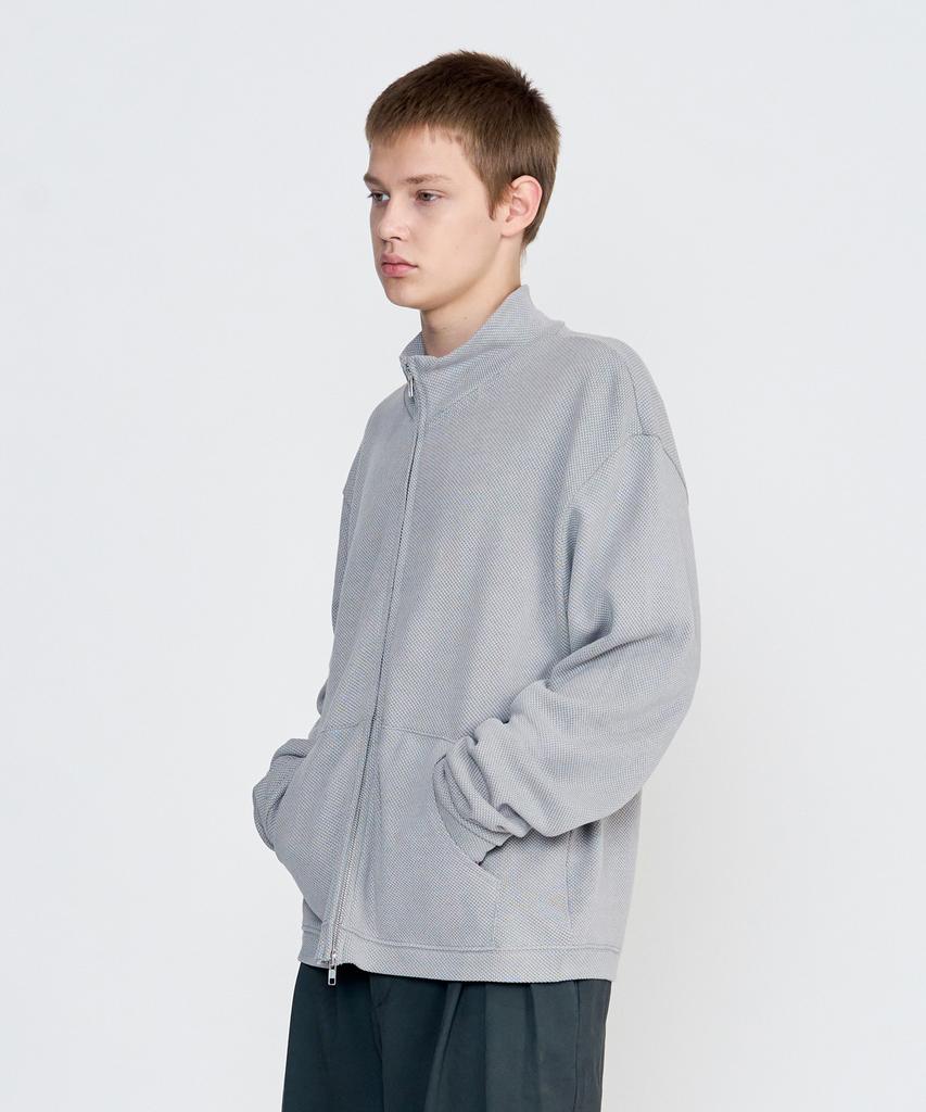 JUAN HOMME Waffle Zip-Up Jacket (Pebble Grey)