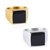 Personalized Jewelry Square Epoxy Enamel Gold Silver Square Titanium Steel Wind Premium Simple Ring