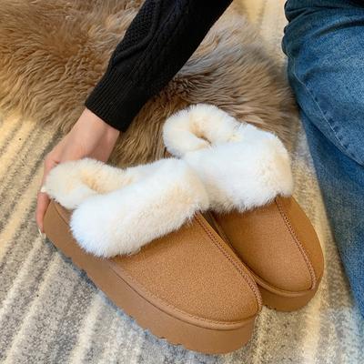 Новые модные повседневные женские тапочки с круглым носком, универсальные мягкие туфли на плоской подошве, мокасины, теплые, короткие, плюшевые, удобные туфли для женщин