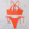 Купальник-бикини для девочек на шнуровке спереди, однотонный бюстгальтер из двух предметов, стринги с высоким вырезом, купальник для бассейна
