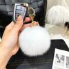 1PC Fluffy 9cm Fox Fur Bag Pendant Car Keyring Pompom Ball Keychain Gift Metal Ring Fashion Charm