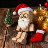 Рождественская трясущаяся деревянная фигурка человечка в шляпе Санты и с бородой, ручной работы, трясущаяся ногами деревянная кукла с магнитными выражениями для приборной панели автомобиля, рабочего стола