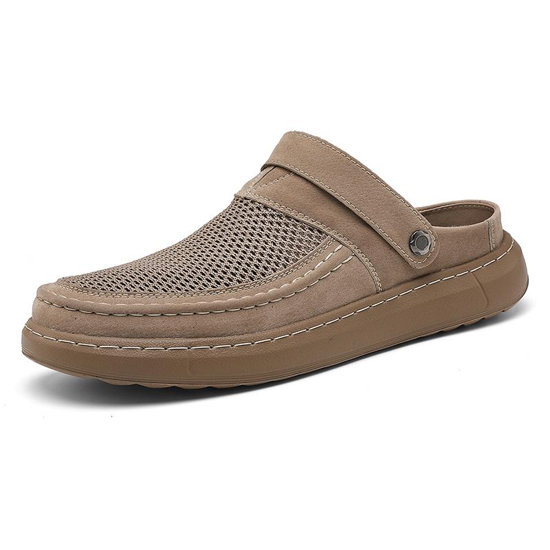 New Style Men's Breathable Slippers Men Lightweight Slides Non-Slip Anti-collision Toe Shoes for Men Outdoor Beach Flats Sandals