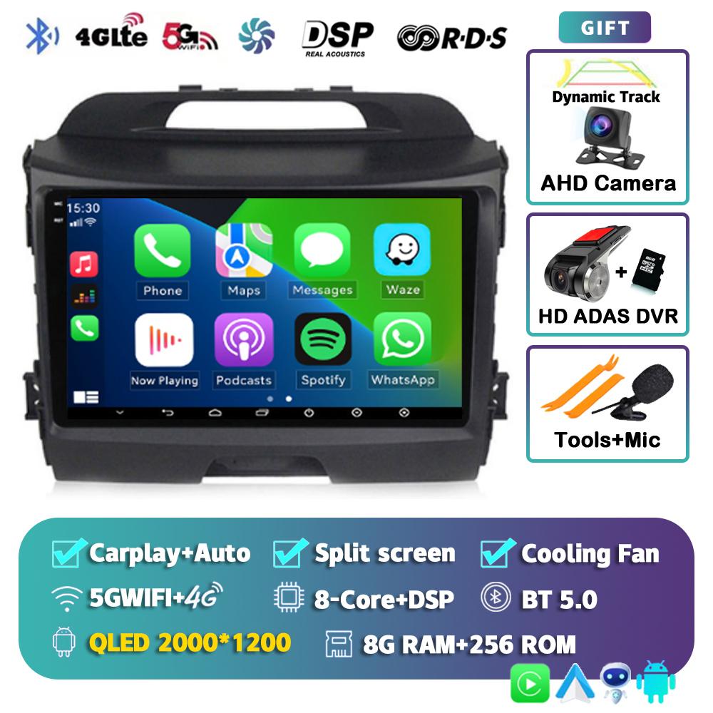 Беспроводной CarPlay Автомагнитола Android 14 Для KIA Sportage 3 2010-2015 2016 4G+WIFI Мультимедийный Видеоплеер GPS 2din Автомагнитола