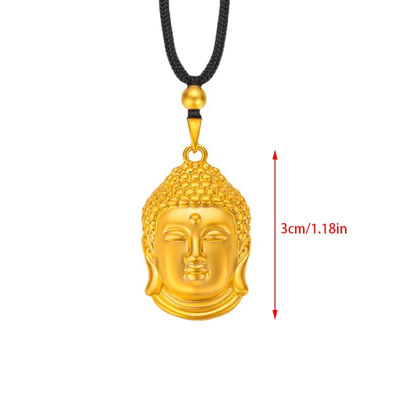 Голова Будды Черная веревка Ожерелье Счастливый Амулет Регулируемая подвеска Татхагата Будда Ключичная цепочка Религиозные буддийские украшения Подарок