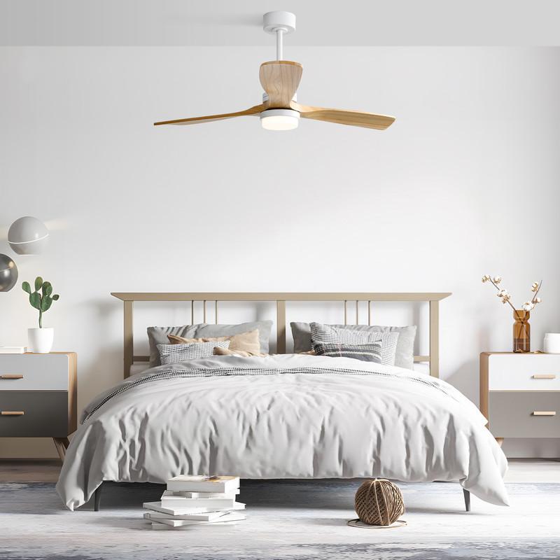 Sofucor Ceiling Fan with Light 132cm - 6 Speeds - Remote Control - 3 Wooden Blades - Reversible DC Motor