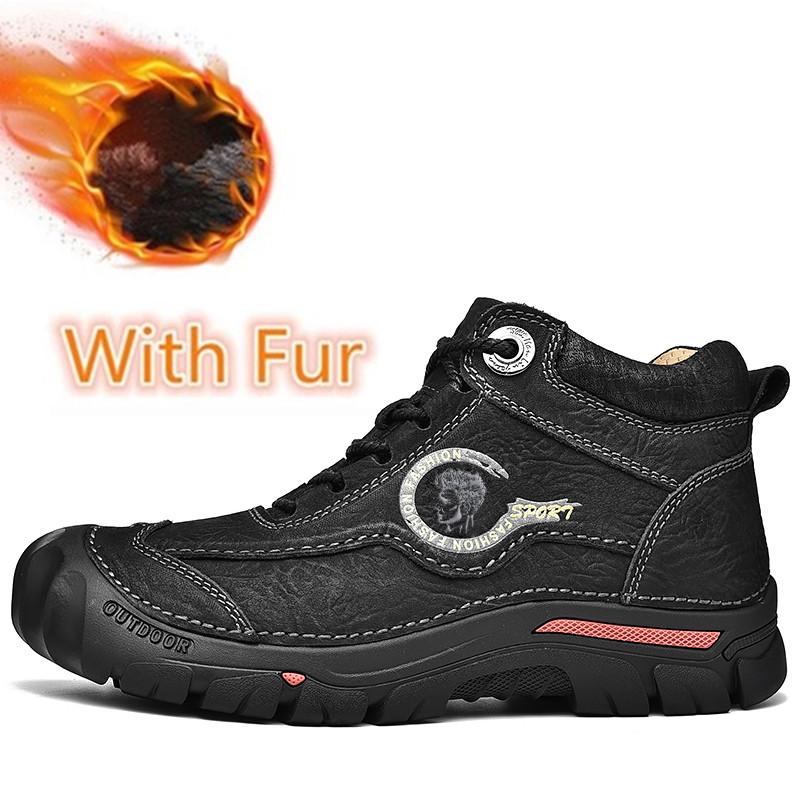 High Quality New Outdoor Men's Boots Snow Boots Men Genuine Leather Casual Shoes Men Travel Climbing Hiking Warm Winter Boots