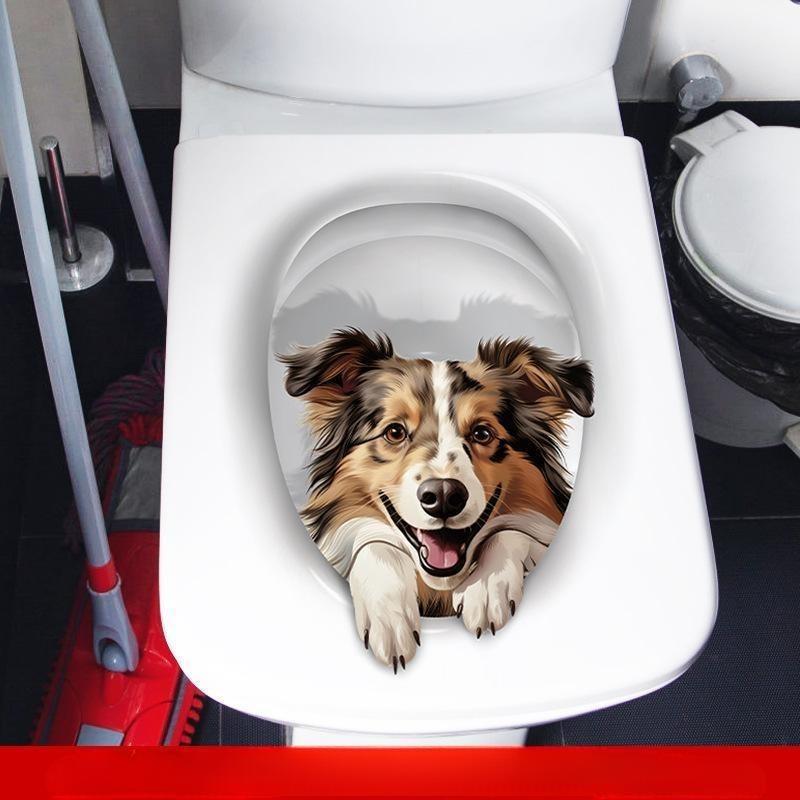 Креативная реалистичная 3D наклейка на унитаз с милым котом Vision, забавная наклейка с изображением животных для ванной комнаты, декор крышки унитаза, самоклеящаяся ПВХ, водонепроницаемая картина